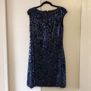 Navy blue sequins evening dress, Ralph Lauren